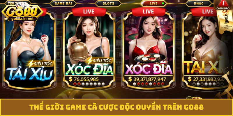 Thế giới game cá cược độc quyền trên GO88