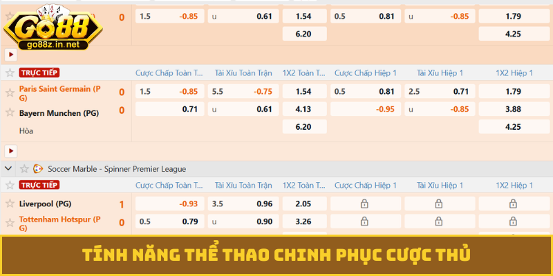 Tính năng thể thao chinh phục cược thủ